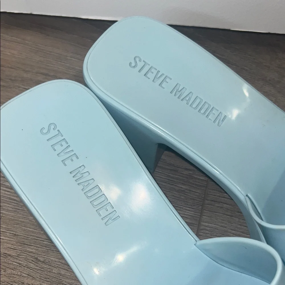 Steve Madden Light Blue Platform Mules - Picture 2 of 5